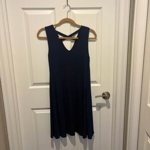 Style & Co. Navy Sleeveless Swing Dress with Crossback Detail
